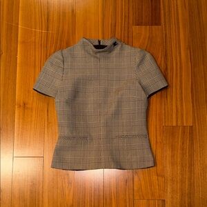 Elegant Plaid Short Sleeve Women's Blouse